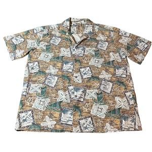 Winnie Fashion Hawaiian Vintage Button Down Sea Life Dolphin Shirt Men’s Size XL